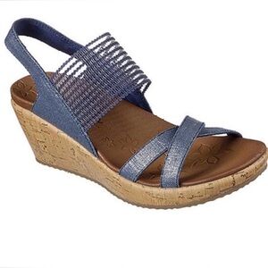 NEW Skechers Women's Blue Wedge Sandals